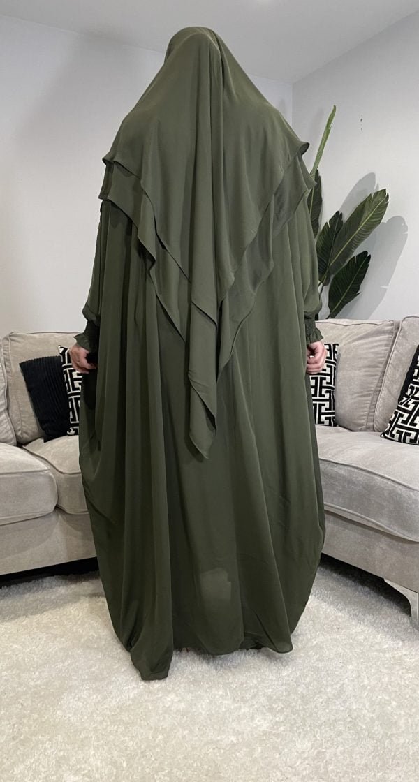 abaya khimar niqab green kakhi sage umrah hajj