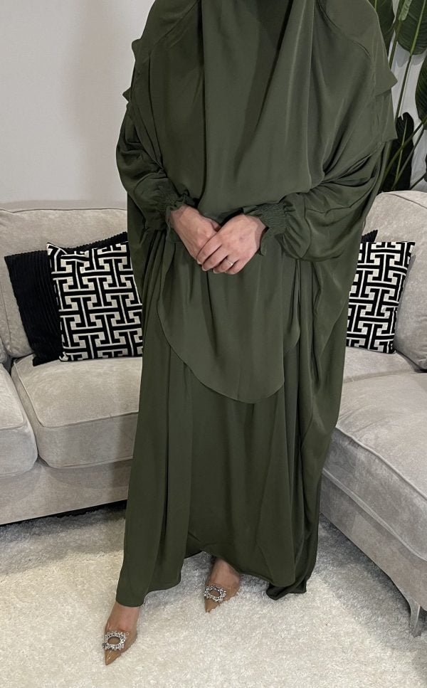 abaya khimar niqab green kakhi sage umrah hajj