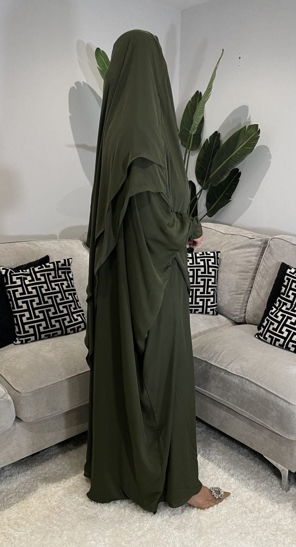 abaya khimar niqab green kakhi sage umrah hajj