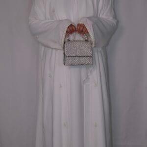 Hawa White Embellished Abaya